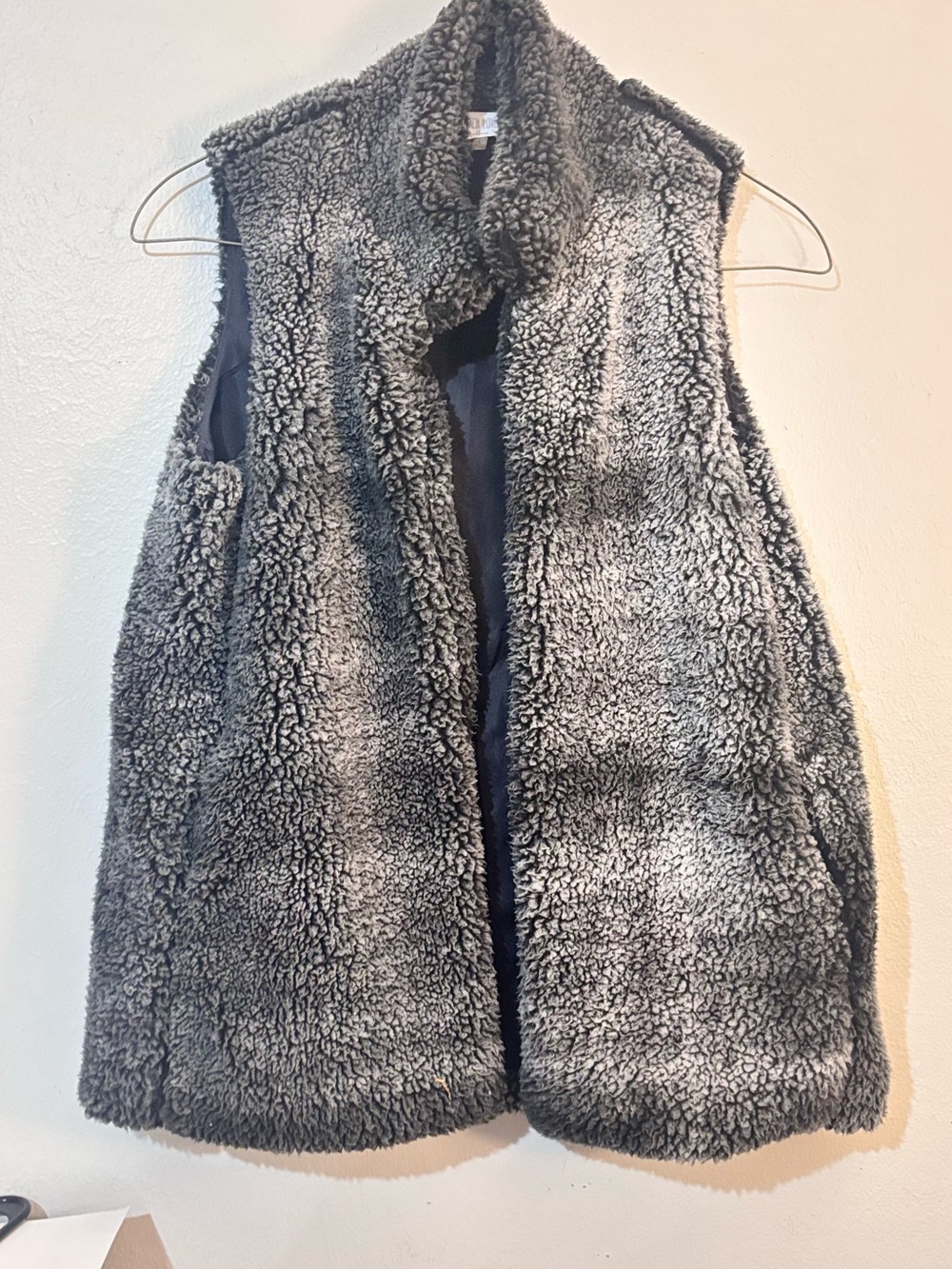 Peach Love California Plush Gray Sherpa Vest